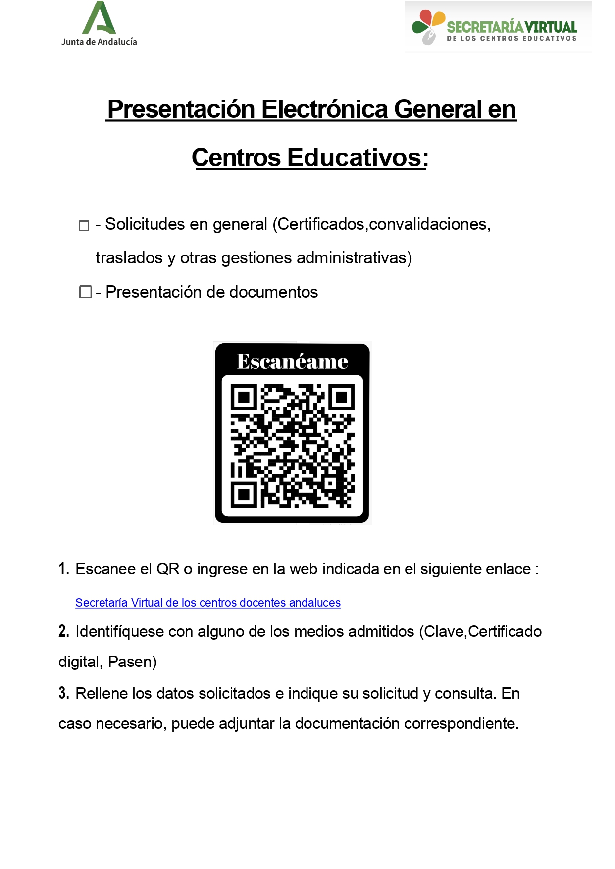 Solicitudes al centro educativo